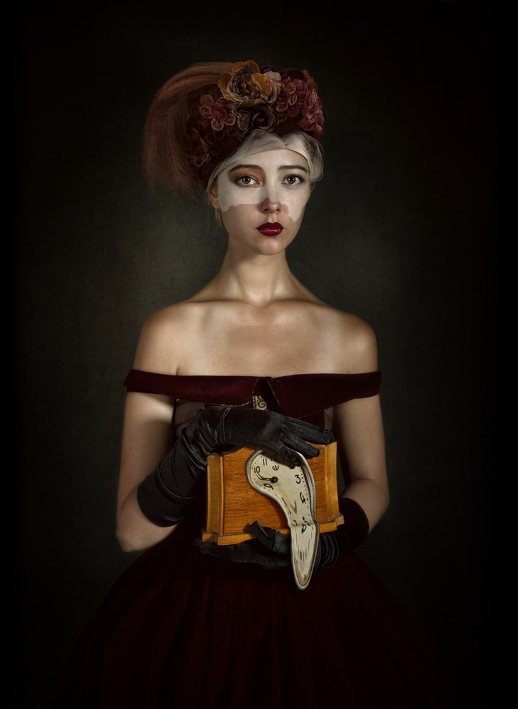 Melting Clock Portrait by Svetlana Melik-Nubarova — canvas wall art