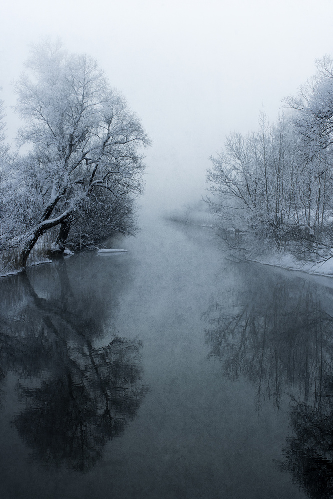 Misty Winter River by Mike Kreiten — canvas wall art