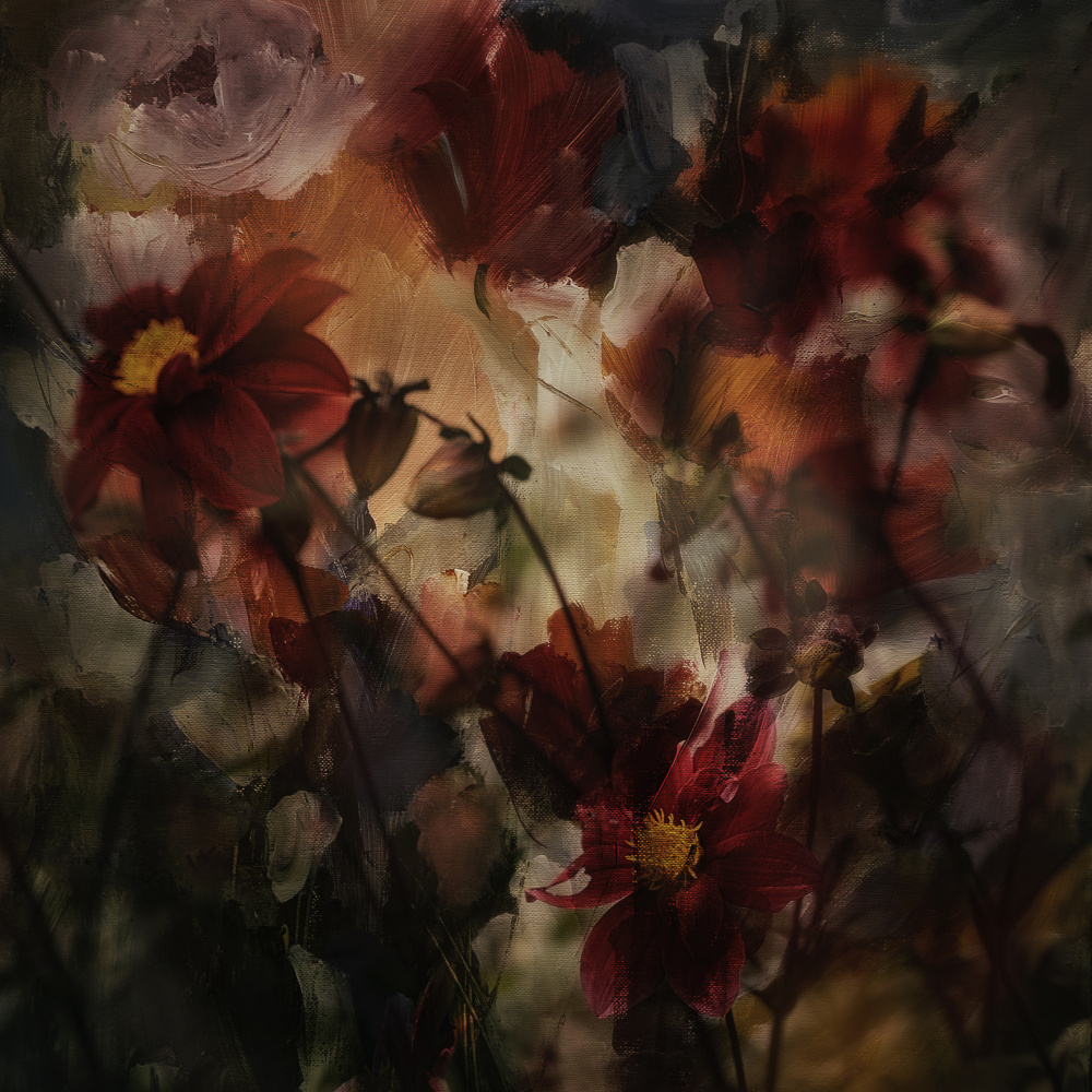 Painterly Red Blooms by Ellen van Deelen — canvas wall art