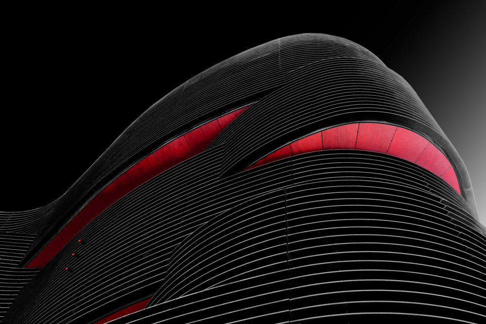 Sleek Red Architectural Curves by Karin Kilb — canvas wall art