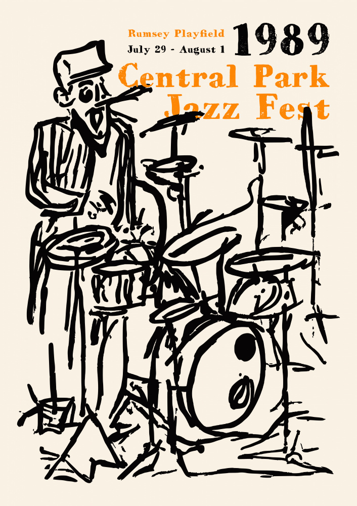 Retro Jazz Drummer by Patryk Krygowski — canvas wall art