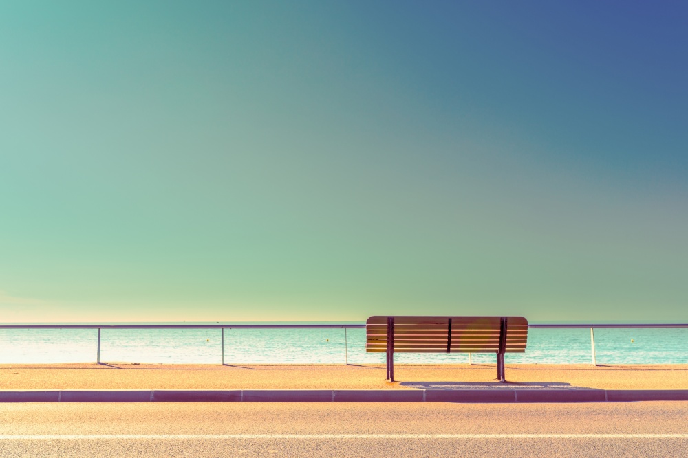 Peaceful Ocean Bench by Arnaud BRATKOVIC — canvas wall art