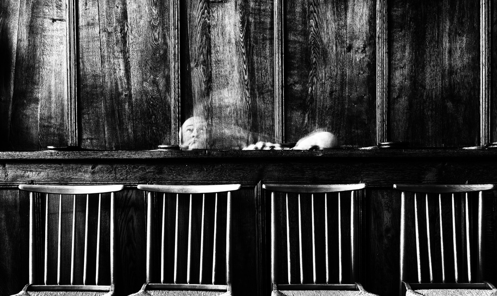 Ghostly Gaze Wooden Room by Jürgen Hartlieb — canvas wall art
