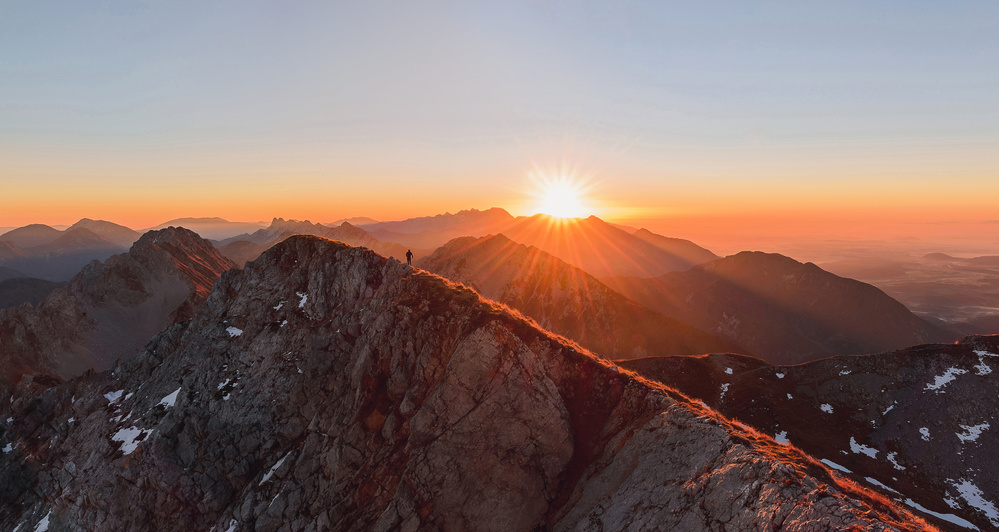 Epic Mountain Sunrise by Ales Krivec — canvas wall art