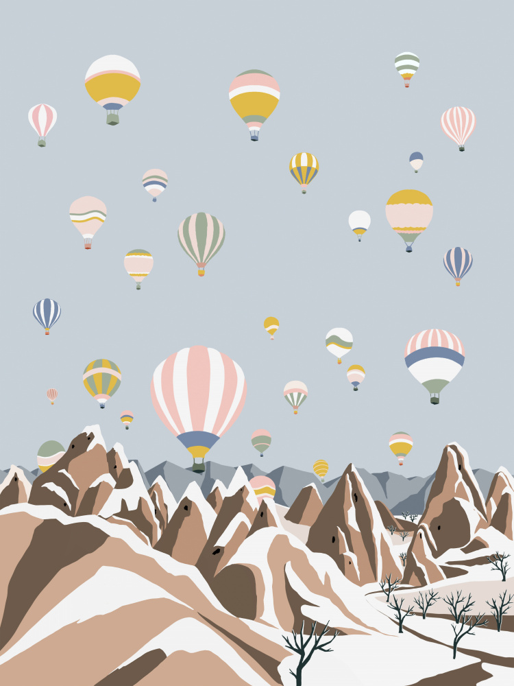 Cappadocia Winter Balloons by Ceyda Alasar — canvas wall art