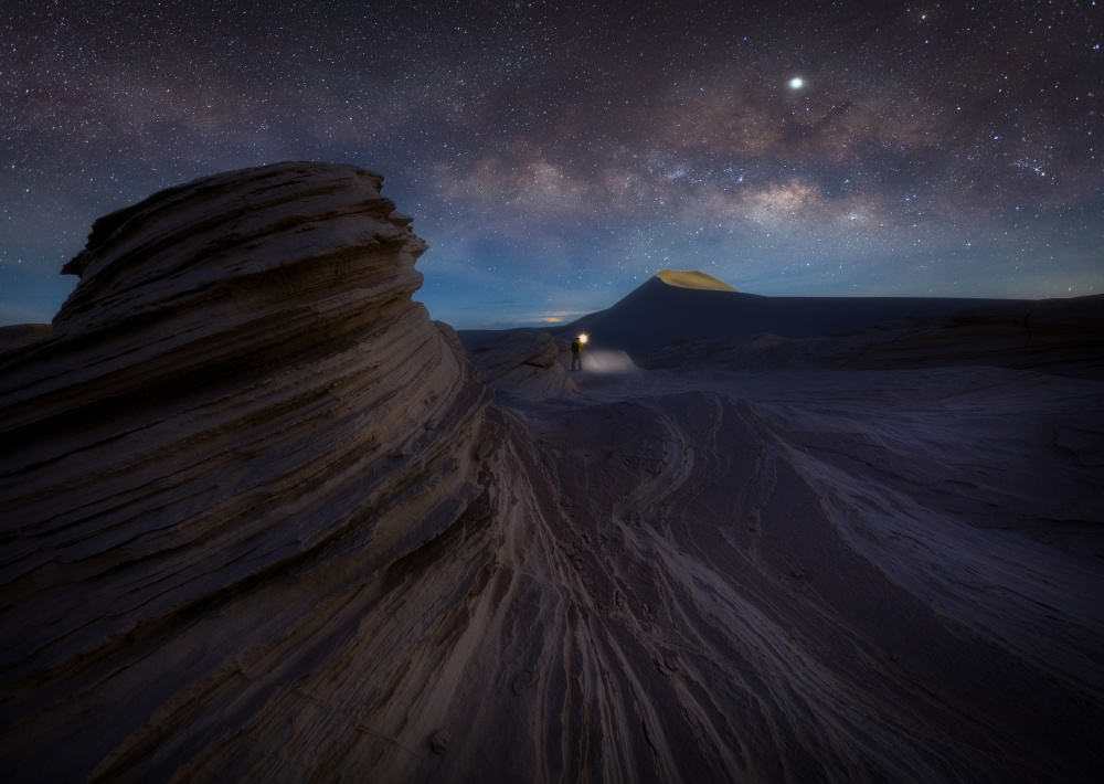 Lone Explorer Under Milky Way by Selions(陈磊) — canvas wall art