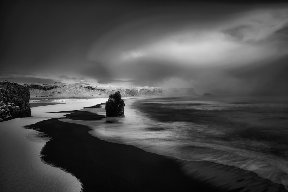 Moody Icelandic Black Beach by Massimo Baroni — canvas wall art