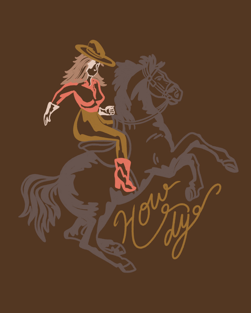 Howdy Cowgirl Ride by Nikita Jariwala — canvas wall art