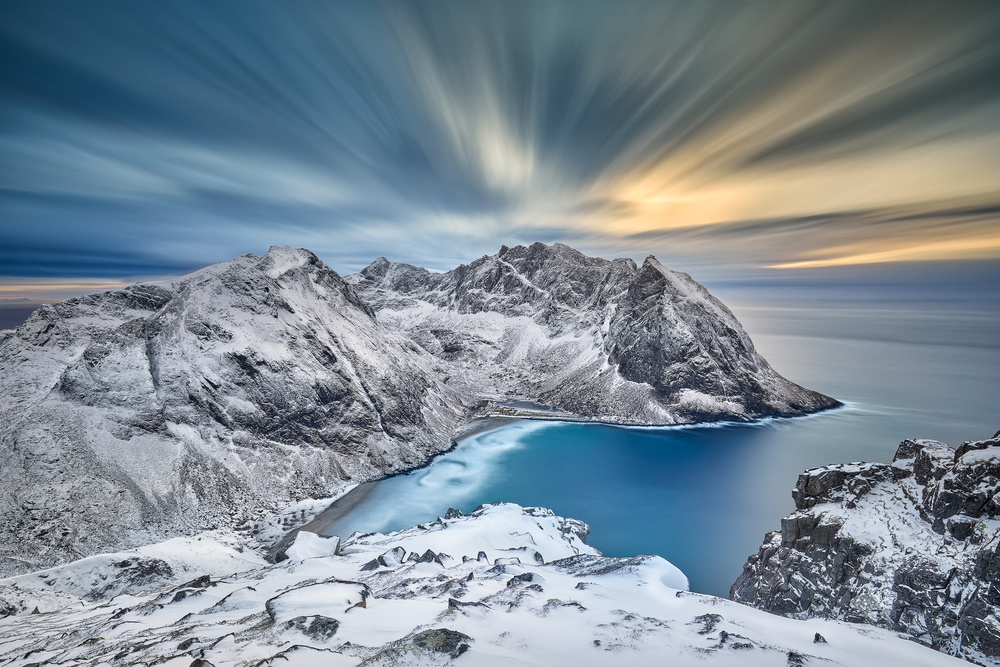 Snowy Mountain Coast by Rafal R. Nebelski — canvas wall art