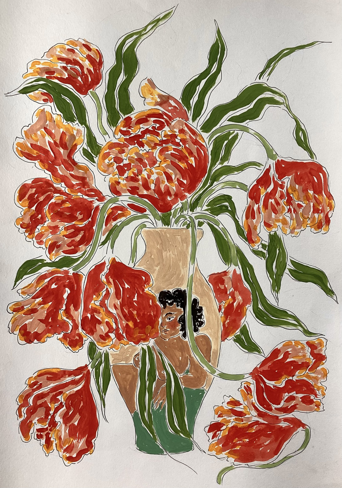 Vibrant Tulips in Vase by Rushati Chowdhury — canvas wall art