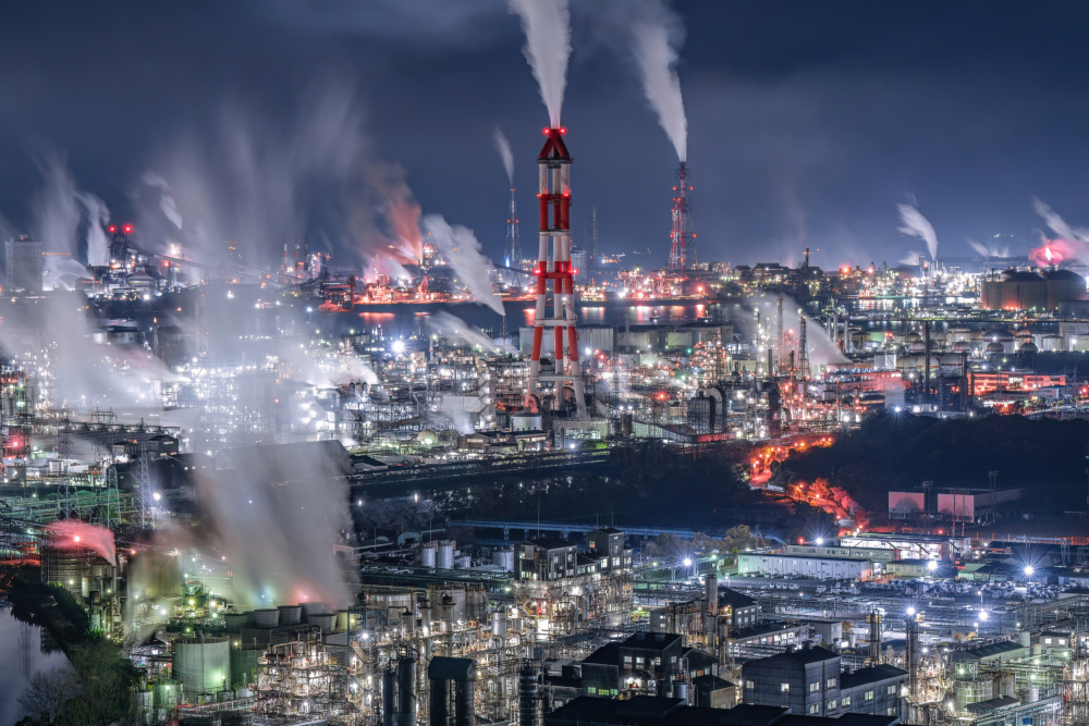 Glowing Factory Complex by Kobayashi Tetsurou — canvas wall art