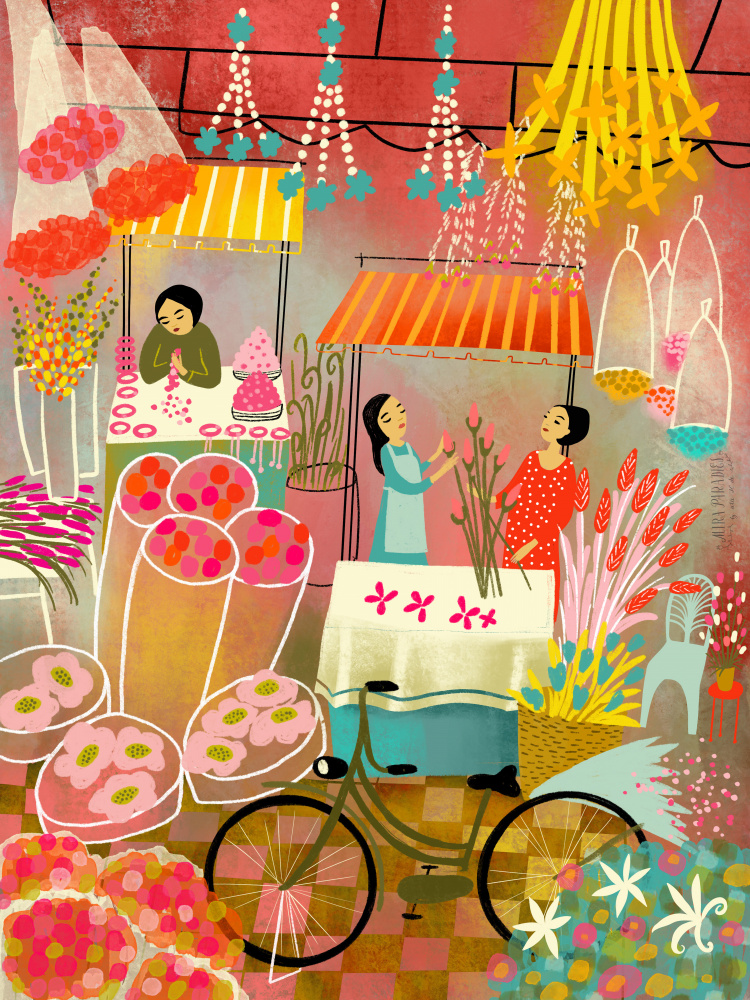 Asian Flower Market by uta krogmann — canvas wall art