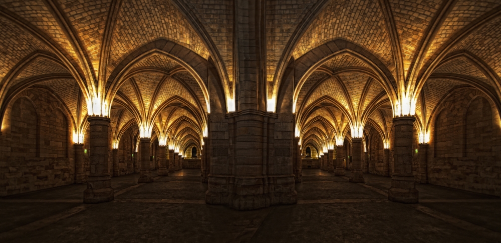 Illuminated Stone Arches by Jose C. Lobato — canvas wall art