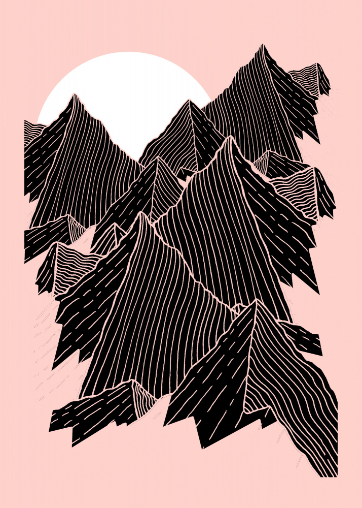Geometric Pink Mountains by Stephen Wade — canvas wall art