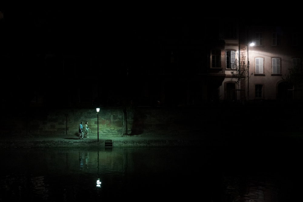 Lamplit Canal Evening by Alan Kwang — canvas wall art