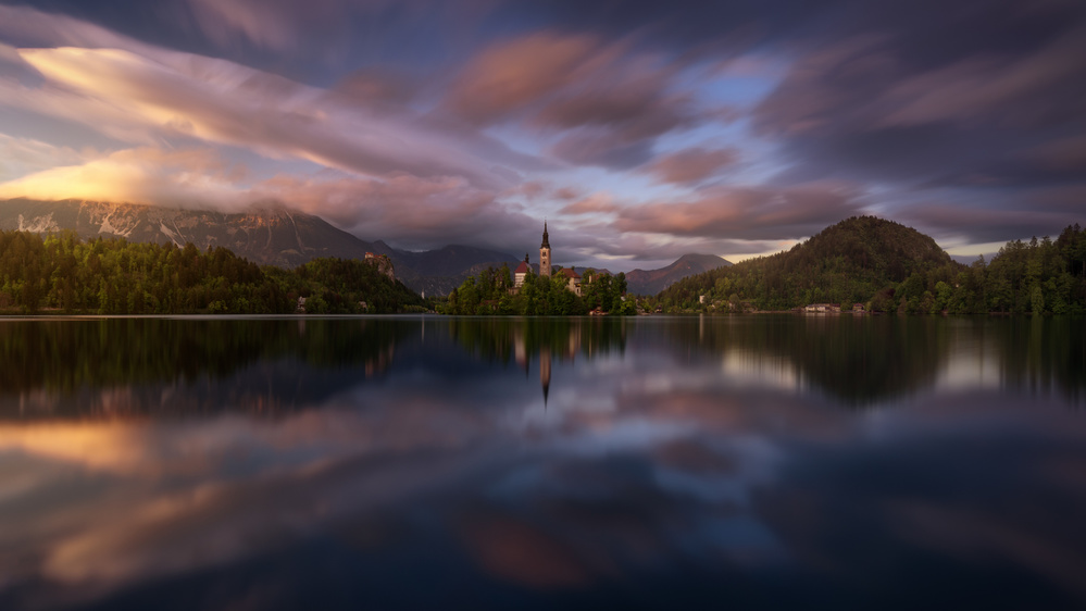 Lake Bled Twilight Reflections by Juan Pablo de Miguel — canvas wall art
