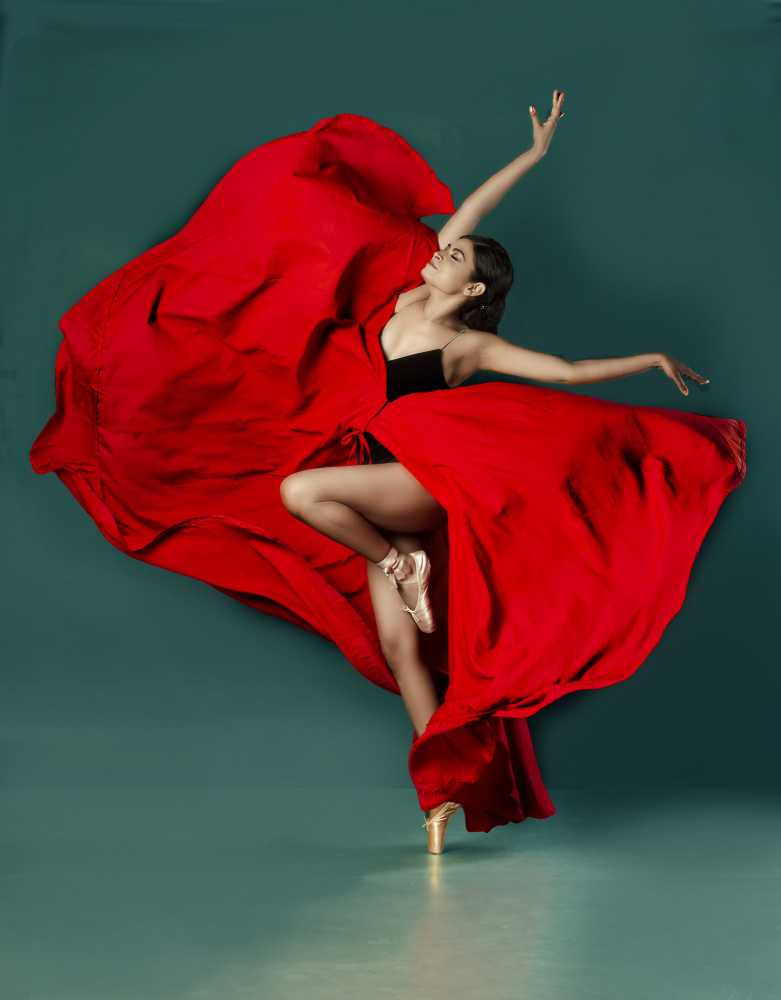 Red Ballet Dancer by DEBASISH CHATTOPADHYAY — canvas wall art