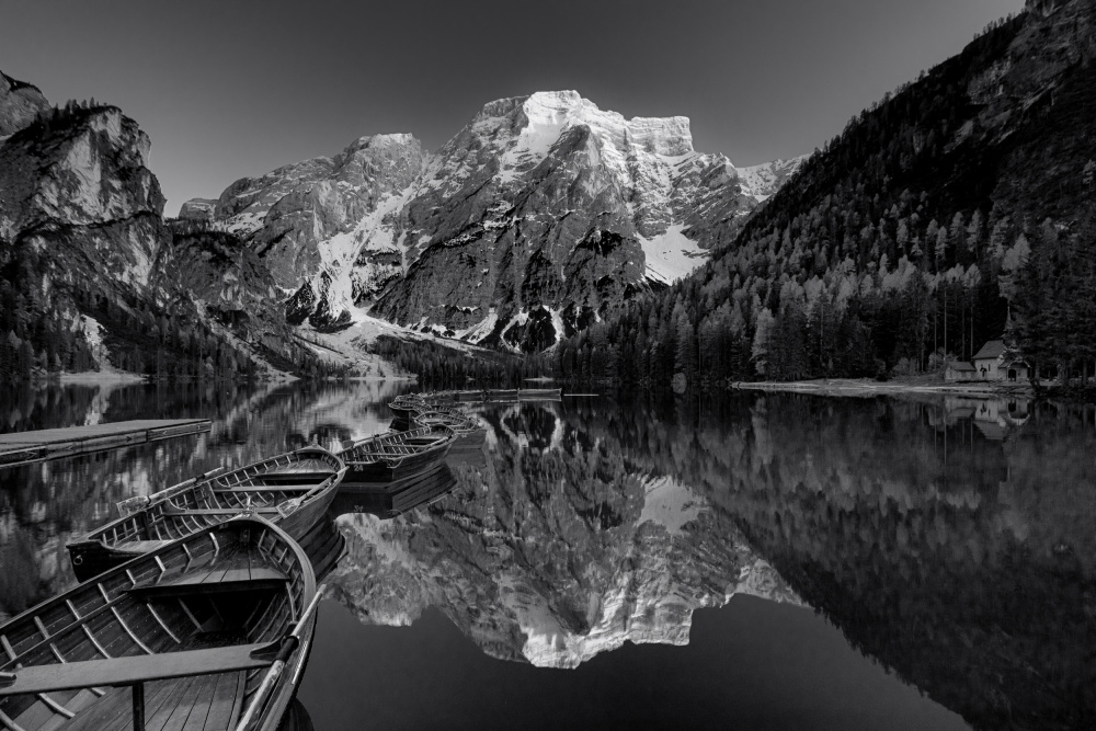 Majestic Mountain Lake Reflection by Marco Tagliarino — canvas wall art