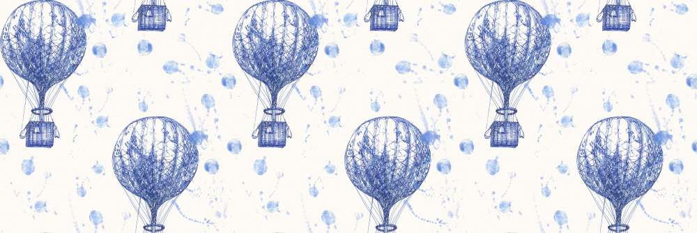Dreamy Blue Hot Air Balloons by Hendon Lane — canvas wall art