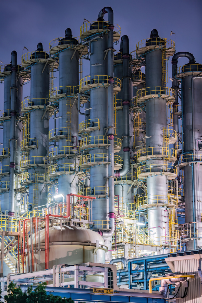 Night Refinery Towers by Kobayashi Tetsurou — canvas wall art