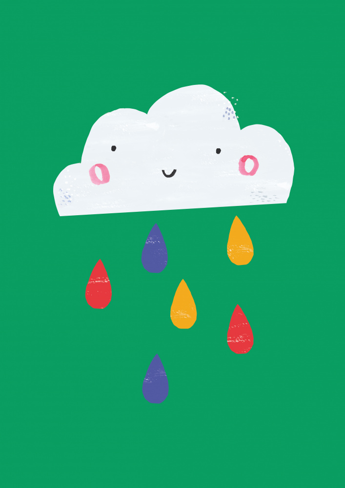 Smiling Cloud Raindrops by Laura Pantony — canvas wall art