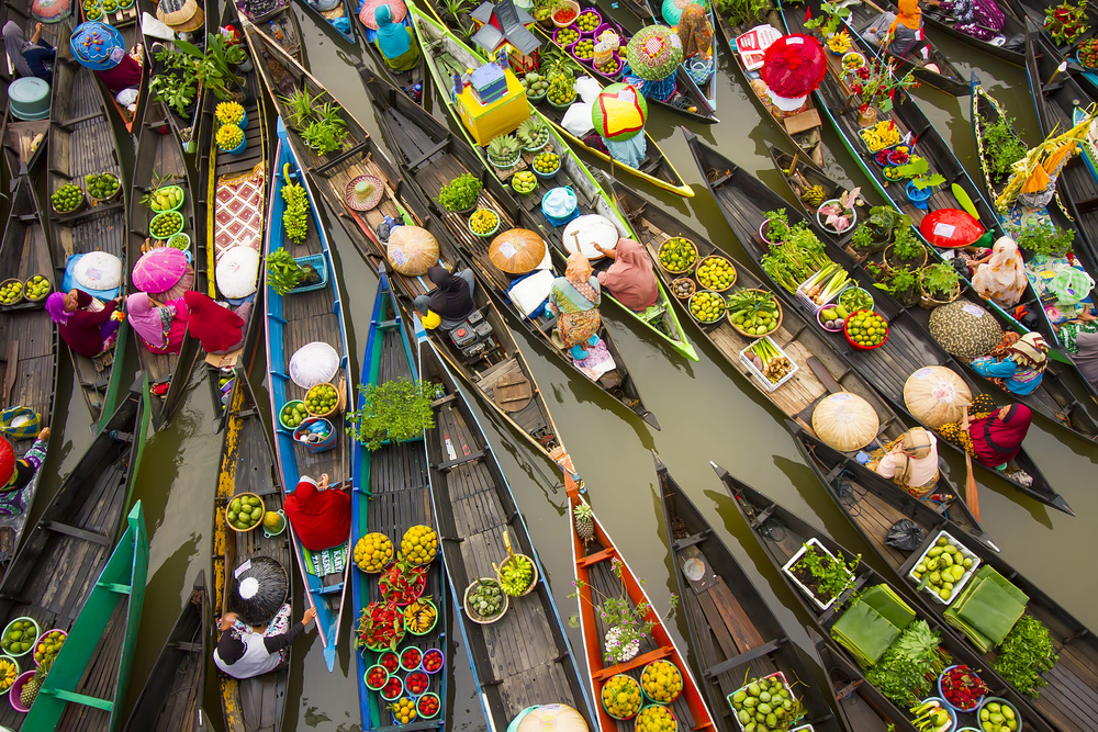 Colorful Floating Market by Abdul Gapur Dayak — canvas wall art
