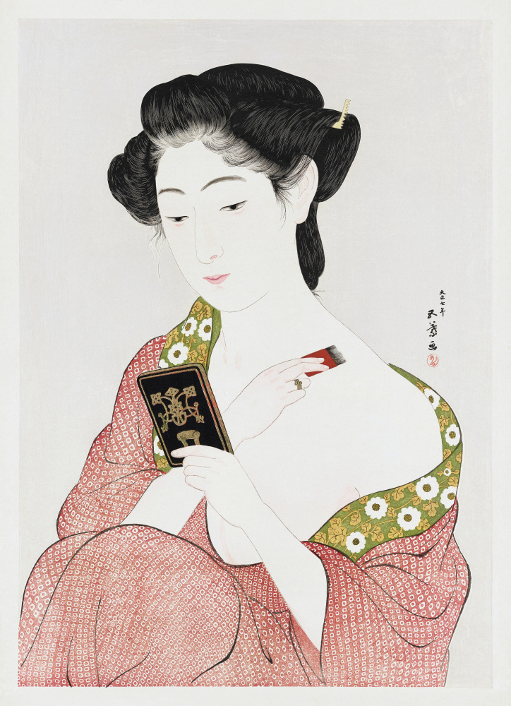 Japanese Woman Applying Powder (1918) by Hashiguchi Goyo — canvas wall art