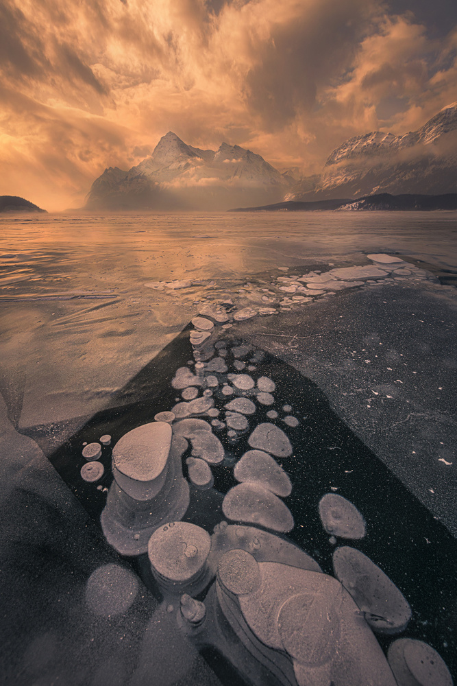 Methane Bubbles Frozen Lake by James S. Chia — canvas wall art