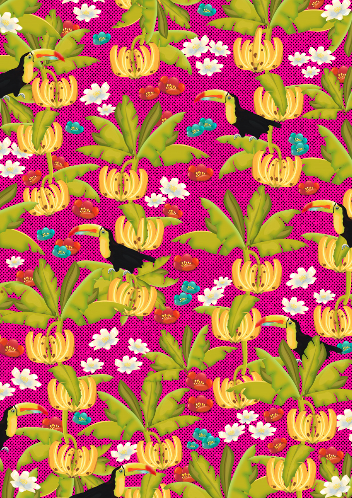 Pink Tropical Toucans by Nicholas — canvas wall art