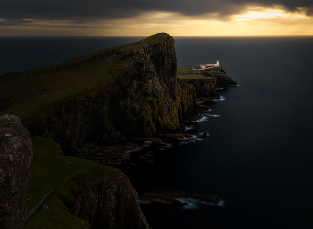 Cliffside Lighthouse Glow by Jesus Concepcion Alvarado — canvas wall art