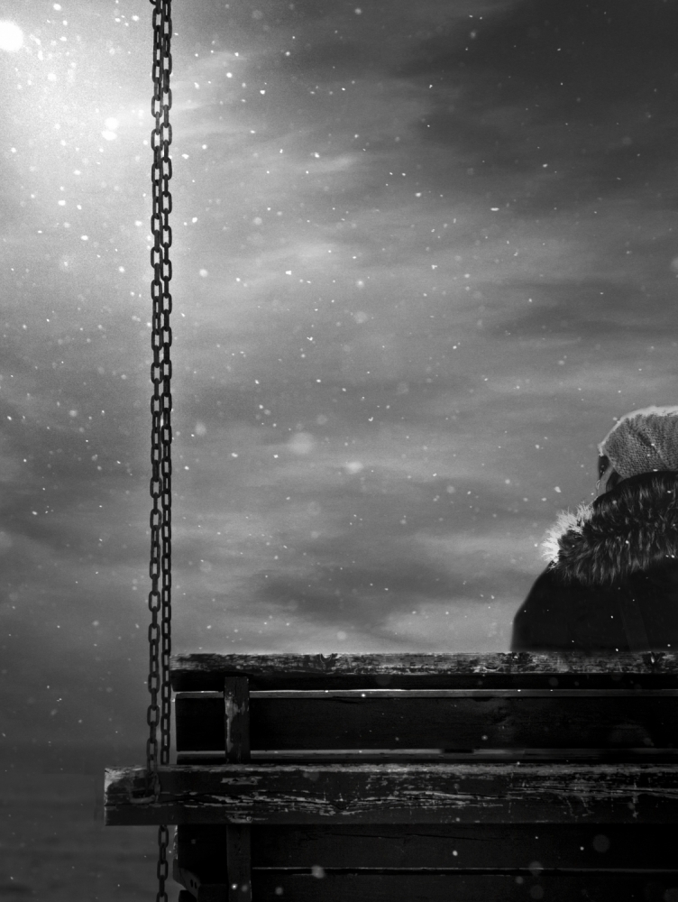 Winter Pier Solitude by David Senechal Photographie (polydactyle) — canvas wall art