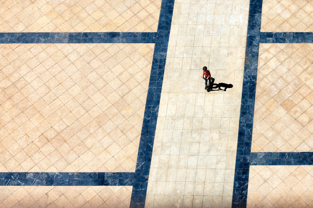 Geometric Scooter Path by Emilio Pino — canvas wall art