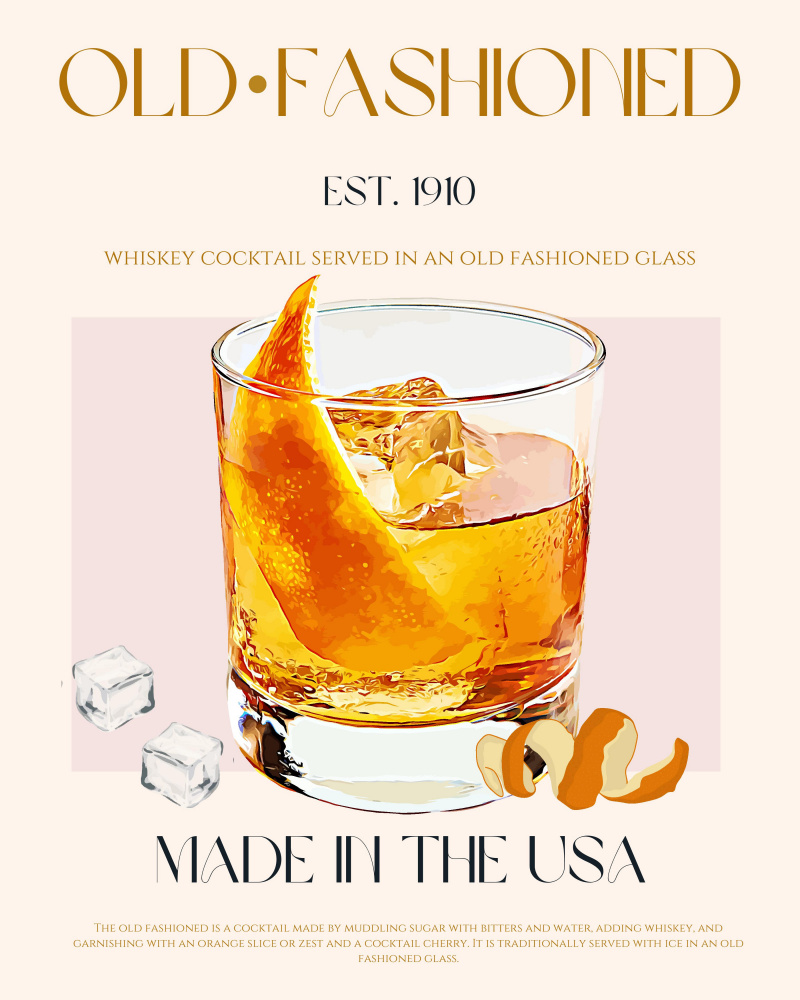 Old Fashioned Cocktail by Nazma Khokhar — canvas wall art