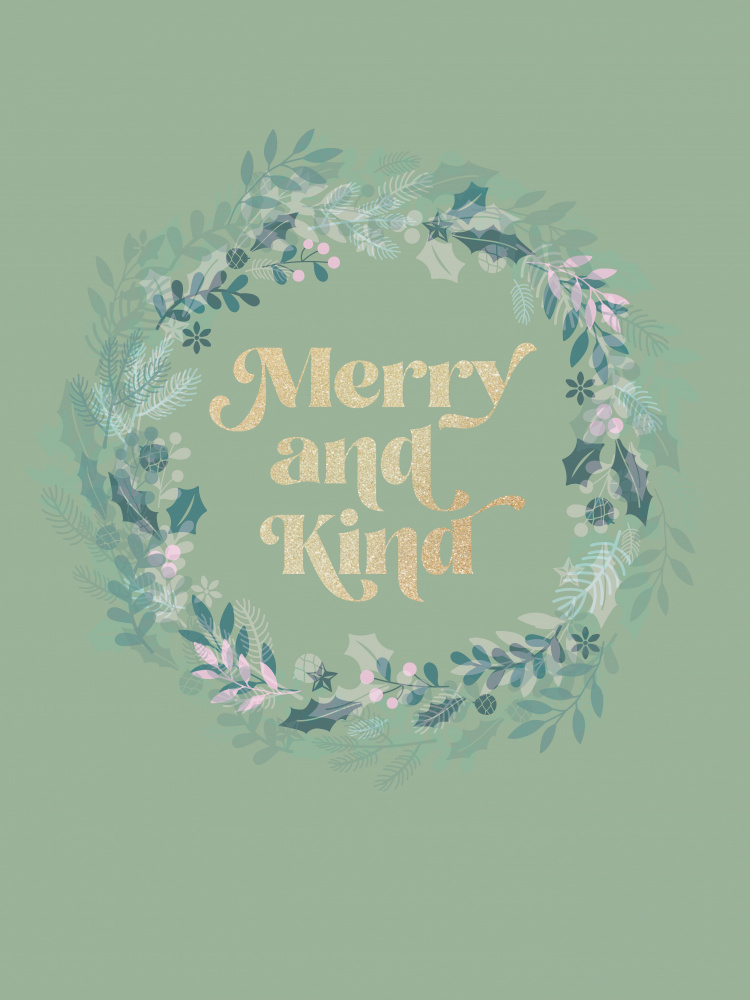 Merry and Kind Wreath by Dominique Vari — canvas wall art
