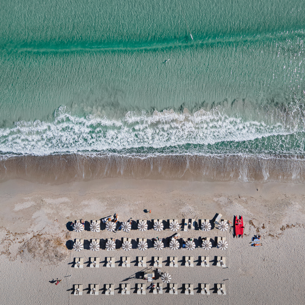 Aerial Beach Umbrellas by Anna Kirchner — canvas wall art