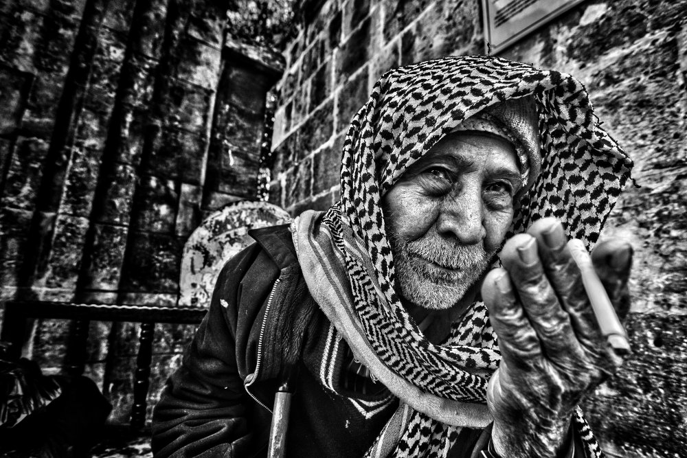 Keffiyeh Man With Cigar by Timur Türkmen — canvas wall art