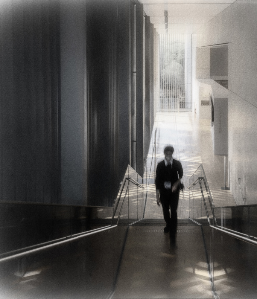 Lone Figure Modern Walk by carlo borgatelli — canvas wall art