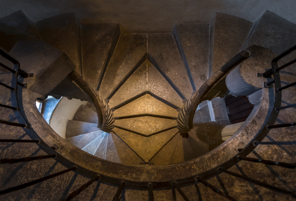 Symmetrical Spiral Staircase by Rana Jabeen — canvas wall art