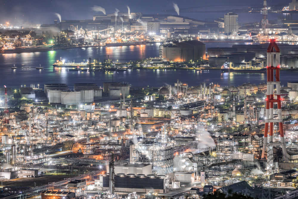 Industrial Cityscape Night by Kobayashi Tetsurou — canvas wall art