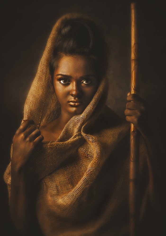 Dark Shepherdess Portrait by Debarghya Mukherjee — canvas wall art
