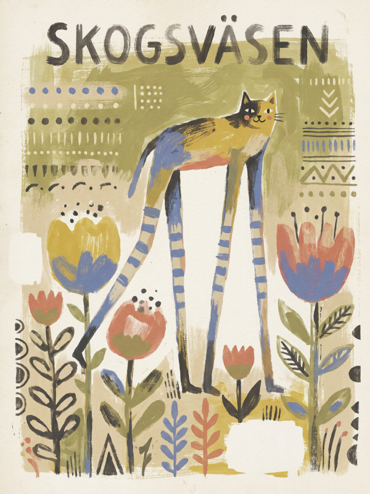 Whimsical Long-Legged Cat by Andreas Magnusson — canvas wall art