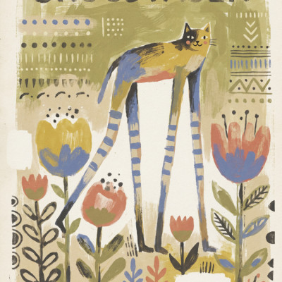 Whimsical Long-Legged Cat