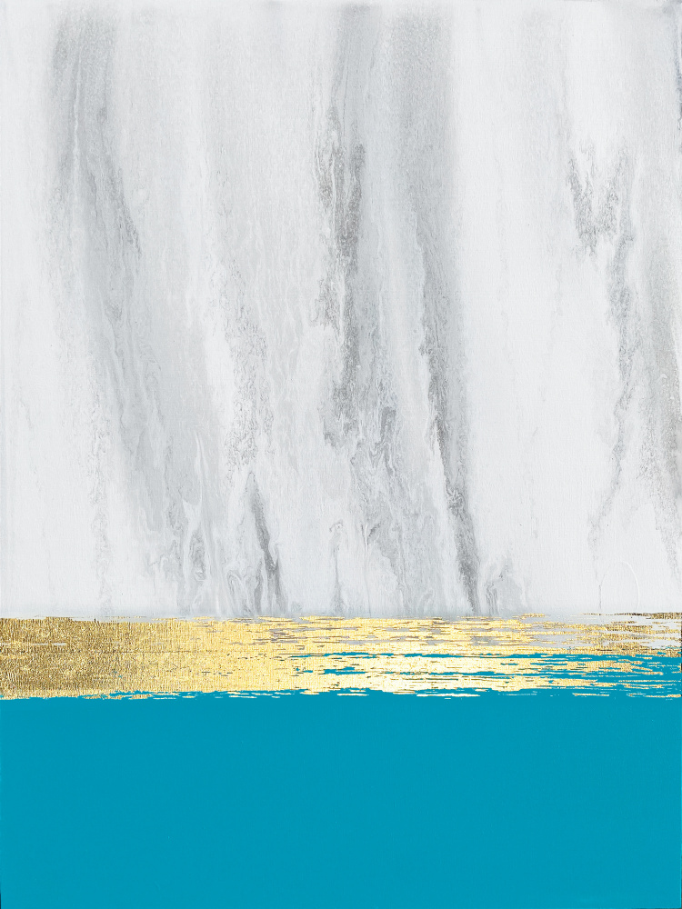 Teal Gold Horizon by Alyson Storms — canvas wall art