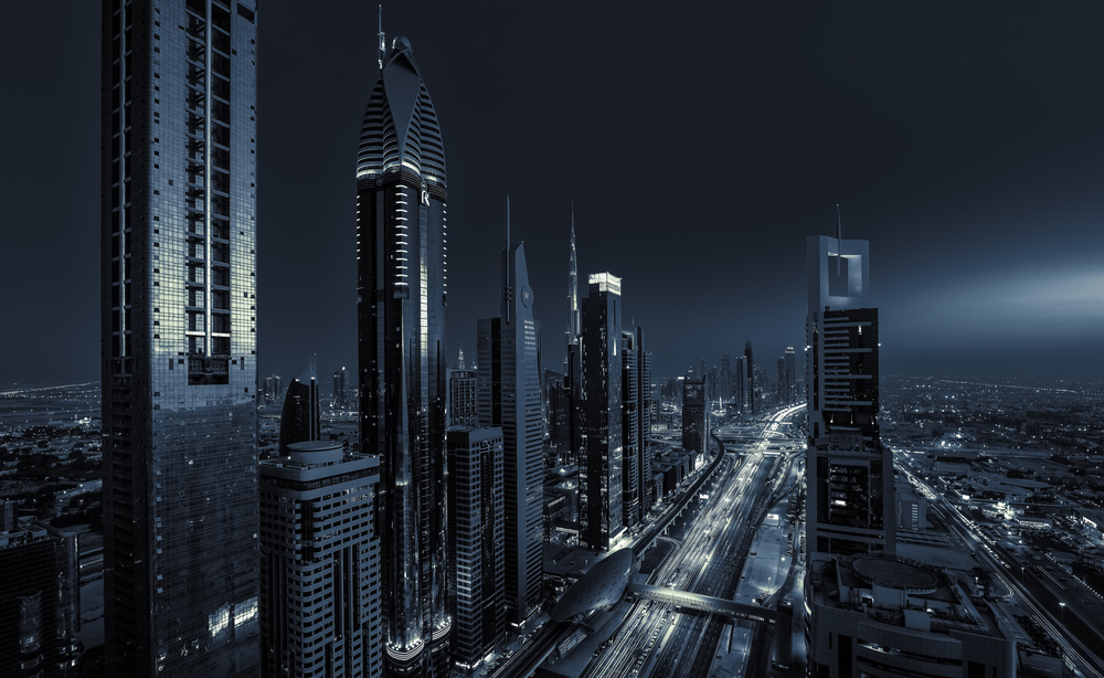 Skyscrapers City Lights by Andreas Agazzi — canvas wall art