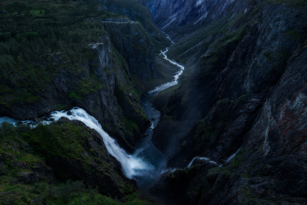 Majestic Fjord Waterfall by Krzysztof Mierzejewski — canvas wall art