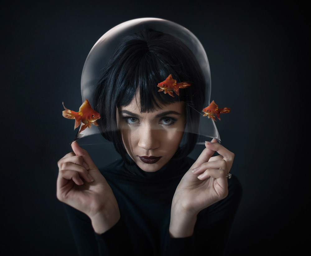 Enigmatic Goldfish Woman by hardibudi — canvas wall art