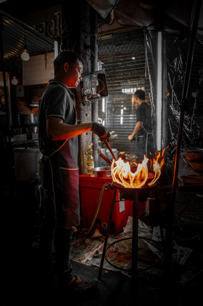 Chef's Fiery Wok by Alan Kwang — canvas wall art