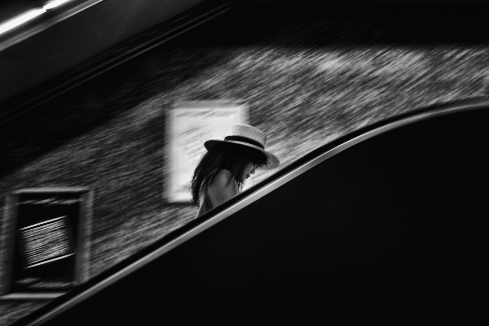 Solitary Escalator Ride by Antonio Grambone — canvas wall art