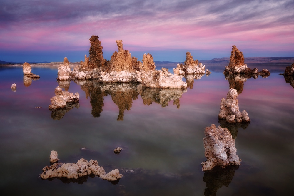 Pink Sky Tufa Reflections by Atul Chopra — canvas wall art