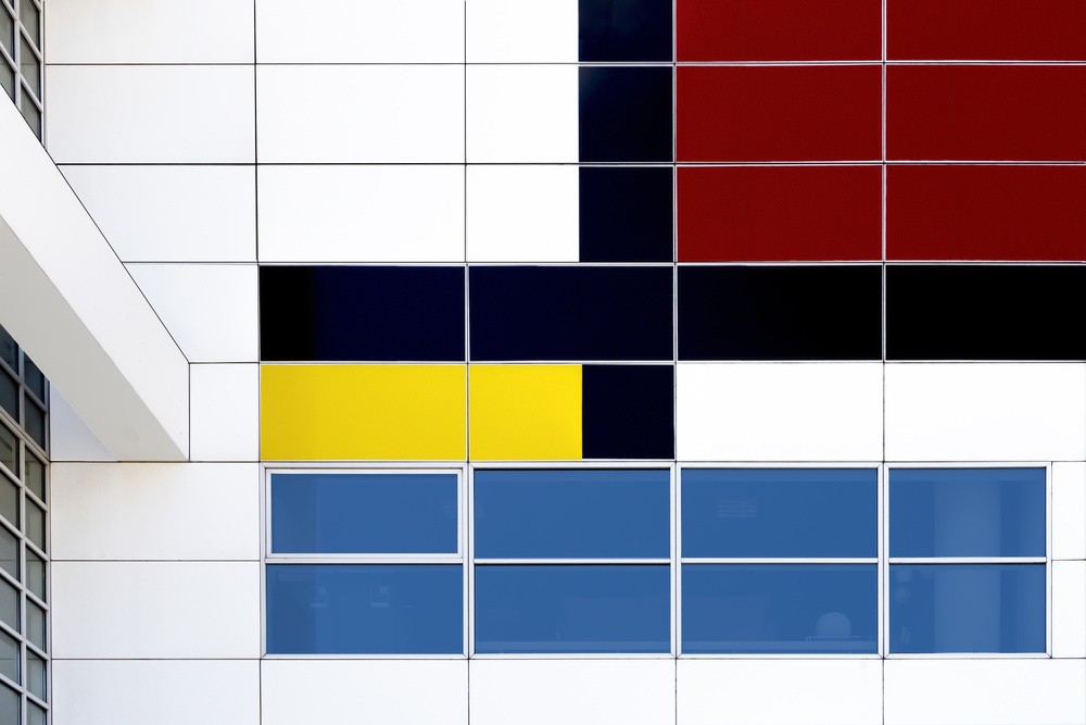 Abstract Color Block Facade by Jan Niezen — canvas wall art